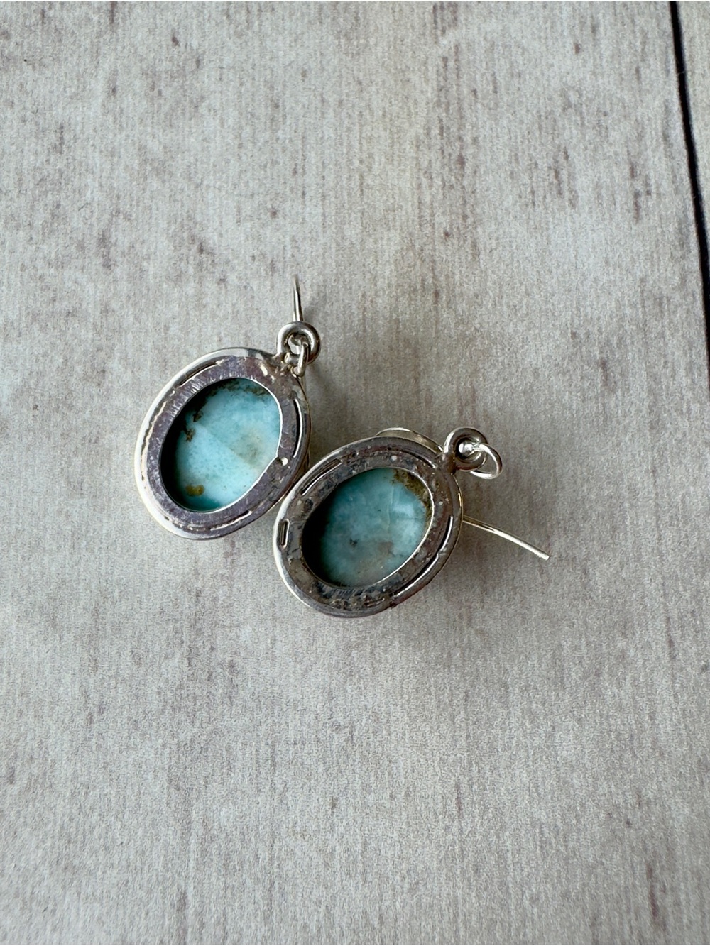 Sterling Silver Larimar Oval Earrings - Picture 3 of 3